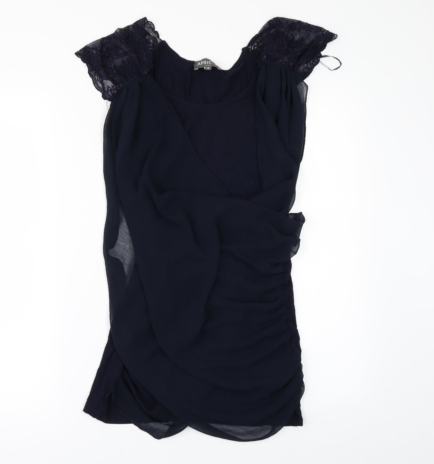 Apricot Womens Blue   Tunic Blouse Size S  - lace sleeves`