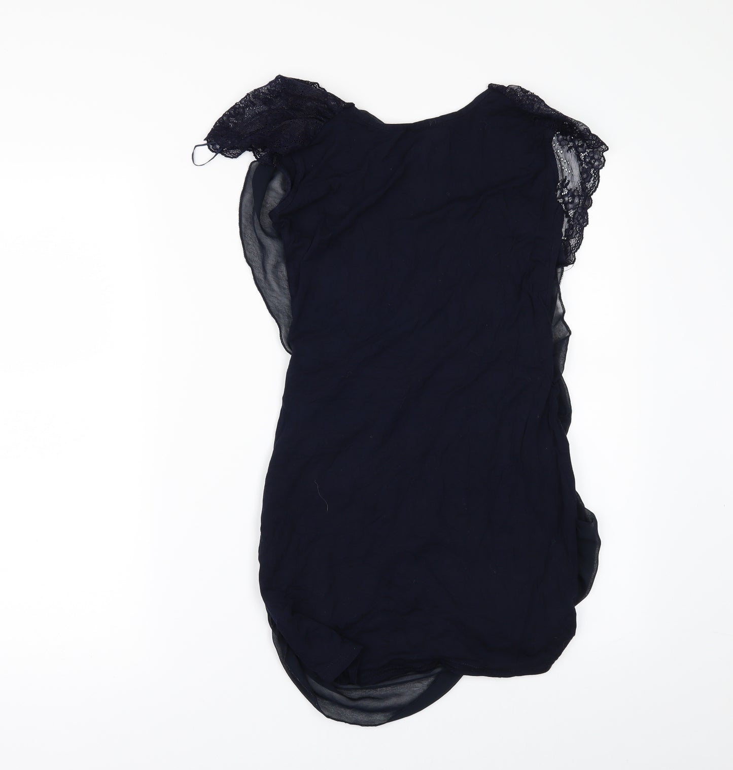 Apricot Womens Blue   Tunic Blouse Size S  - lace sleeves`