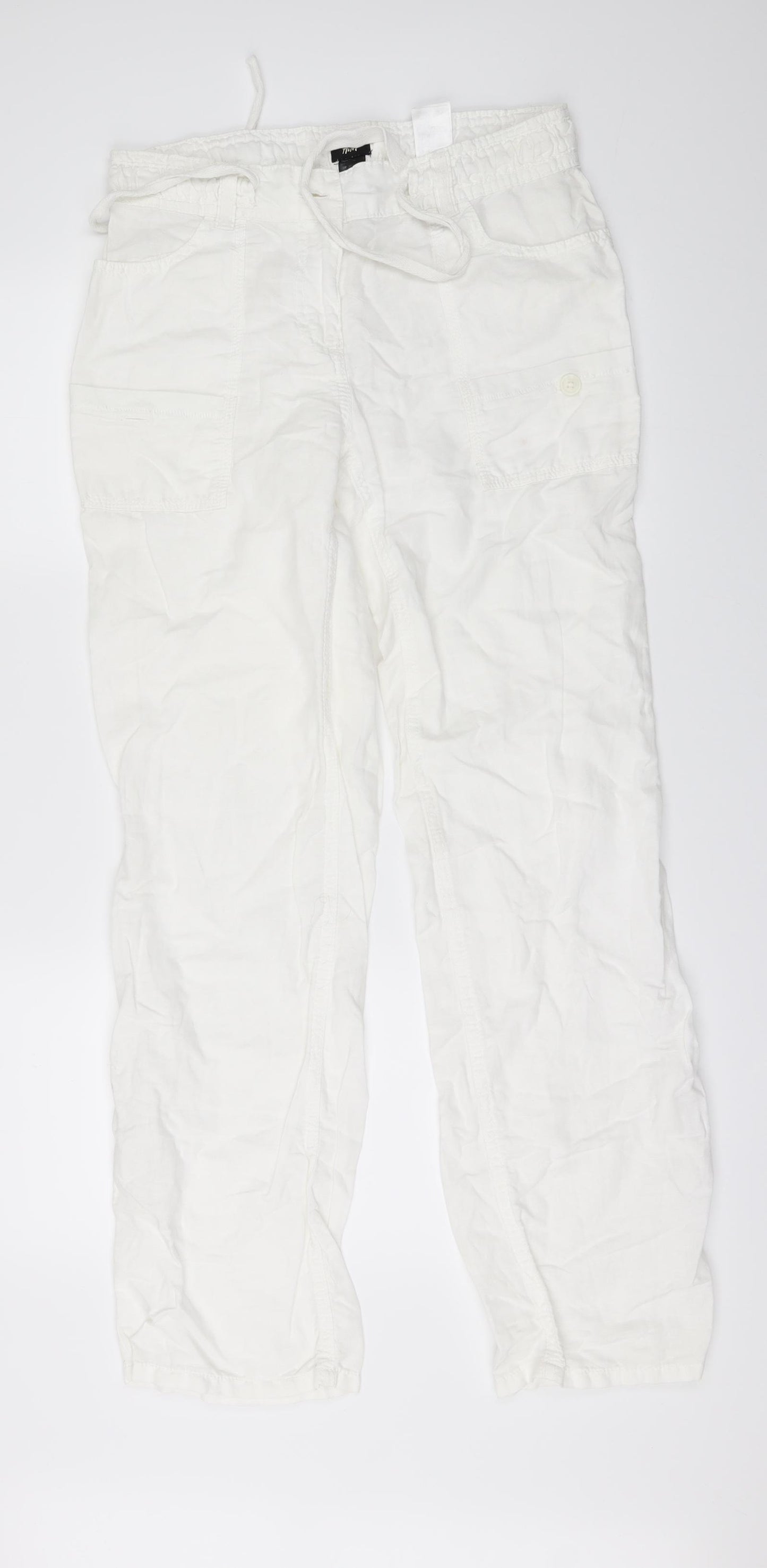 H&M Womens White   Trousers  Size 8 L32 in