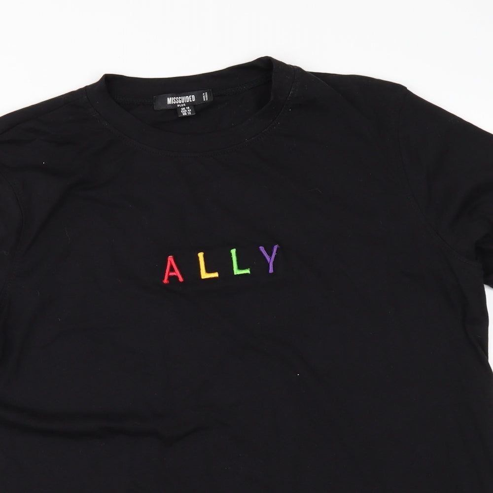 Missguided Womens Black   Basic T-Shirt Size 16