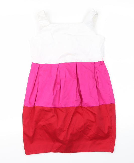Front view of magoral chie women’s multicoloured striped a-line, size UK 12