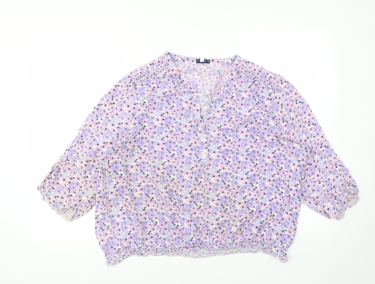 Store Twenty One Womens Purple Floral  Basic T-Shirt Size 24