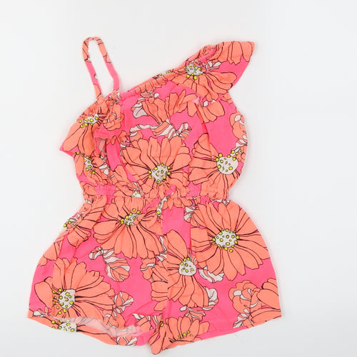 Next  Girls Orange Floral  Playsuit One-Piece Size 4 Years