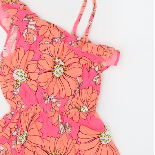 Next  Girls Orange Floral  Playsuit One-Piece Size 4 Years