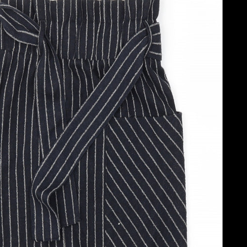 Next  Womens Blue Striped  A-Line Skirt Size 8  - Stretch waistband