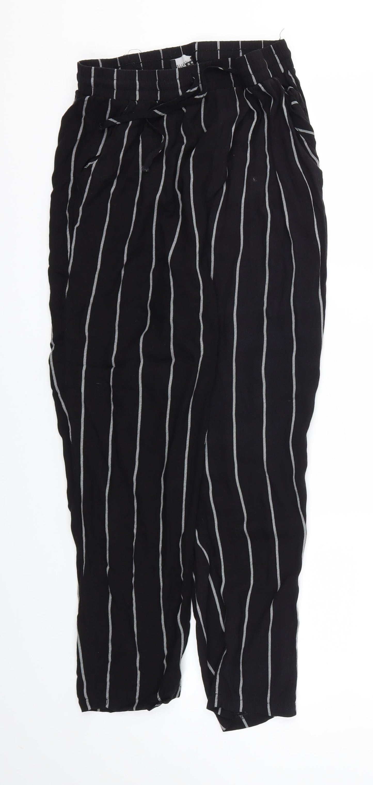 pretty little  Thing Womens Black Striped  Trousers  Size 8 L26 in - Stretch waistband
