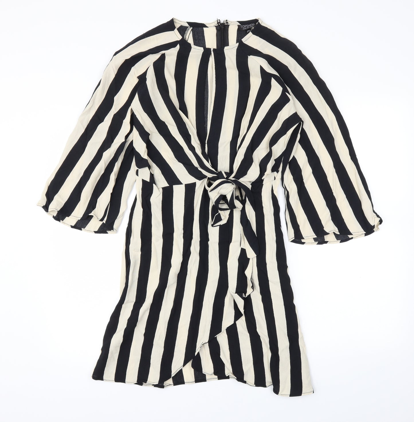 Topshop Womens Beige Striped  Fit & Flare  Size 10