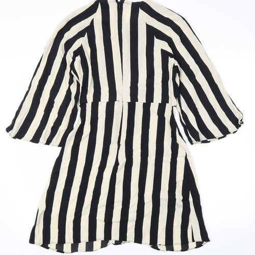 Topshop Womens Beige Striped  Fit & Flare  Size 10