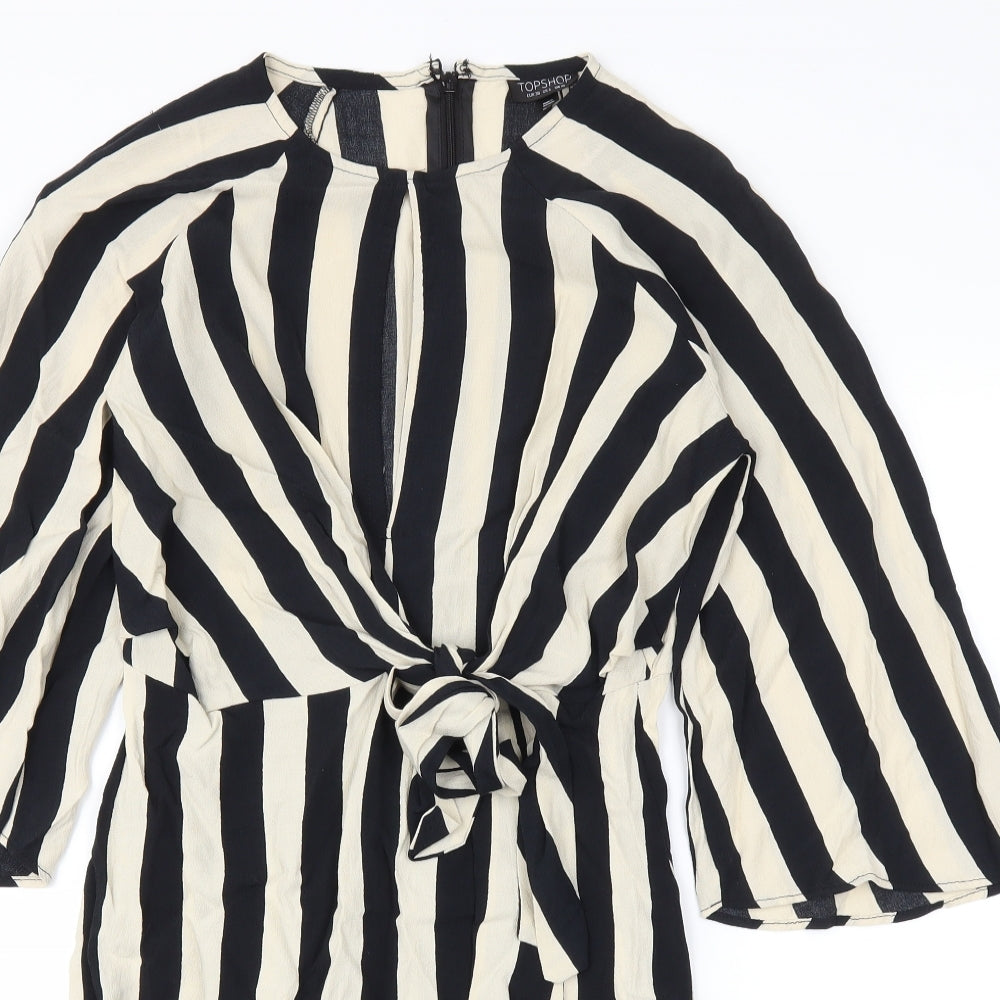 Topshop Womens Beige Striped  Fit & Flare  Size 10