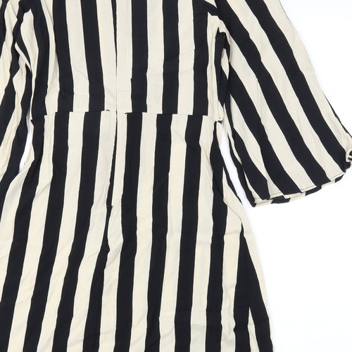 Topshop Womens Beige Striped  Fit & Flare  Size 10