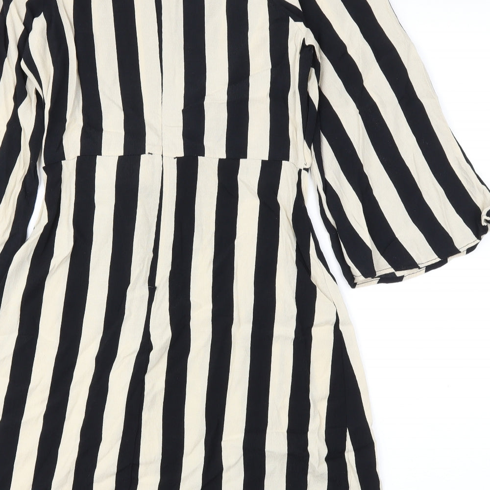 Topshop Womens Beige Striped  Fit & Flare  Size 10