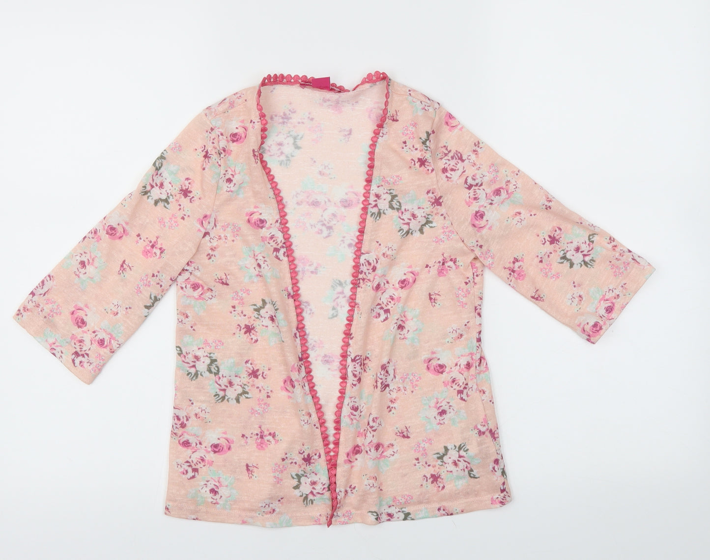 Young Dimension Girls Pink Floral  Cardigan Jumper Size 7-8 Years