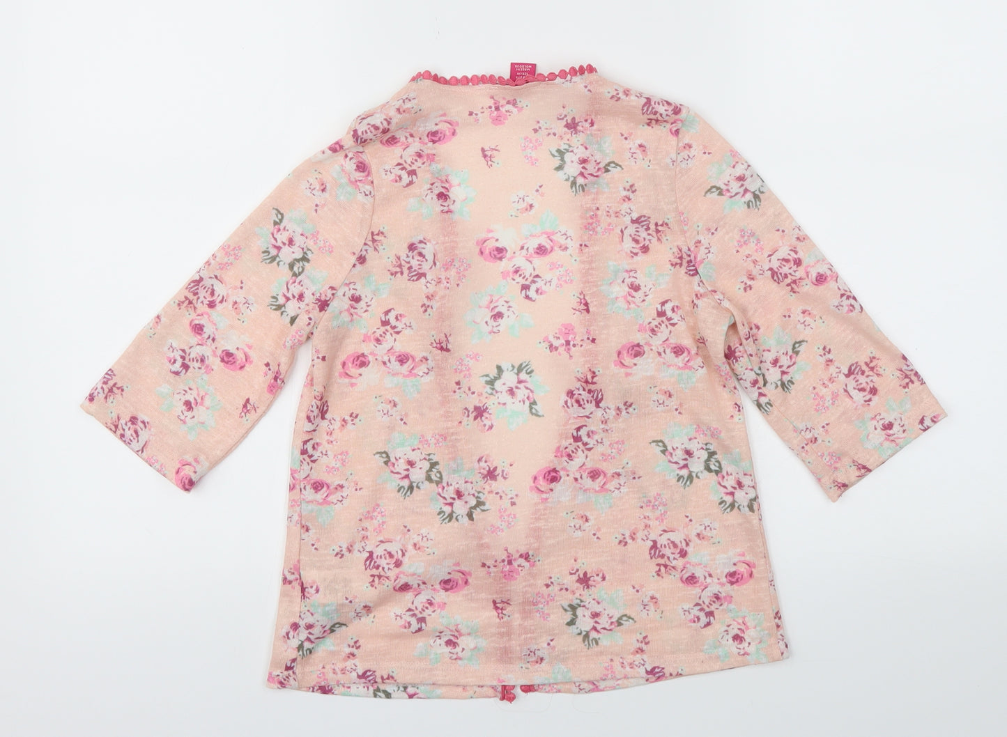 Young Dimension Girls Pink Floral  Cardigan Jumper Size 7-8 Years
