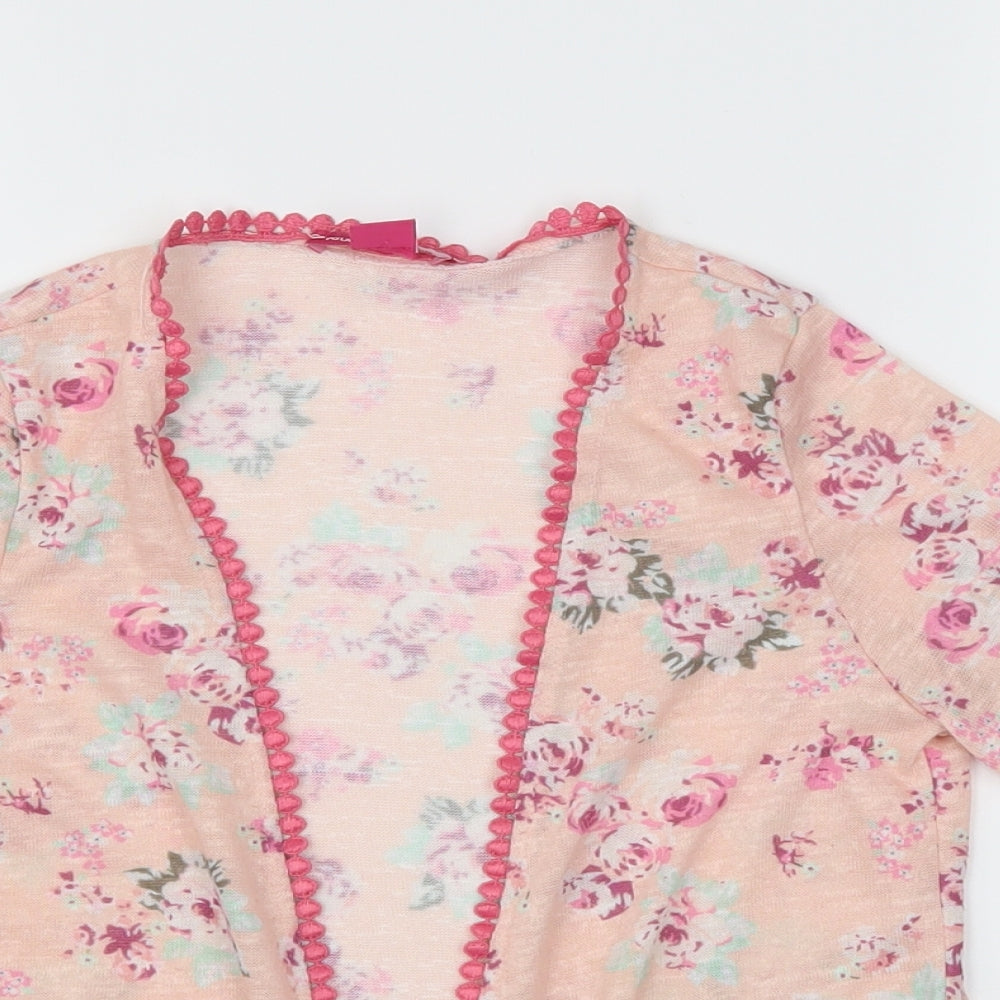 Young Dimension Girls Pink Floral  Cardigan Jumper Size 7-8 Years