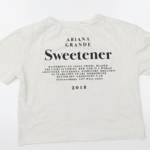 Ariana Grande Girls Ivory Animal Print  Basic T-Shirt Size 10-11 Years