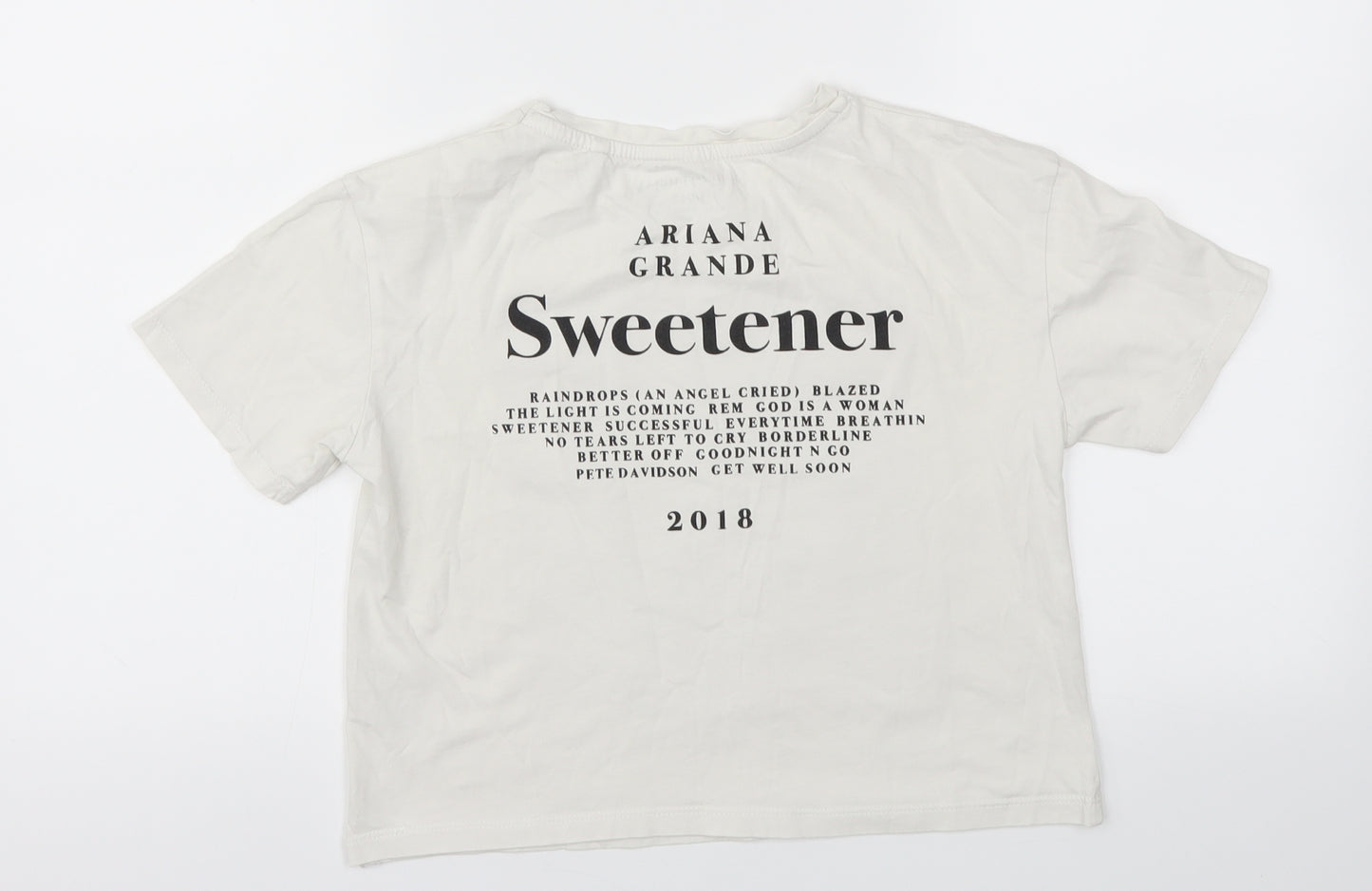Ariana Grande Girls Ivory Animal Print  Basic T-Shirt Size 10-11 Years