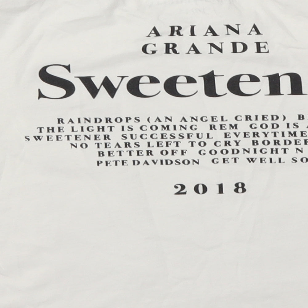 Ariana Grande Girls Ivory Animal Print  Basic T-Shirt Size 10-11 Years