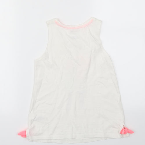 Cynthia Rowley Girls White Animal Print  Basic T-Shirt Size 7-8 Years