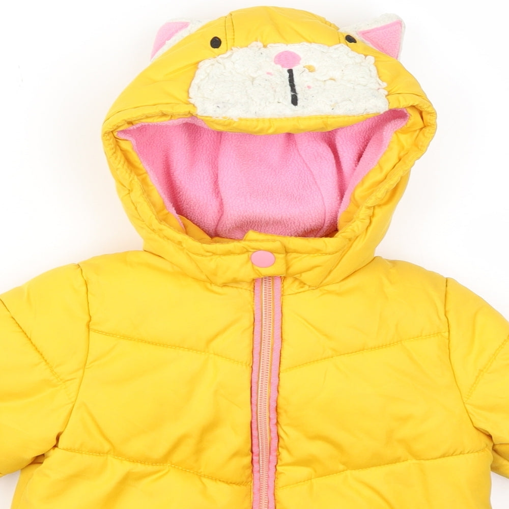 Next  Girls Yellow Animal Print  Basic Coat Coat Size 12-18 Months