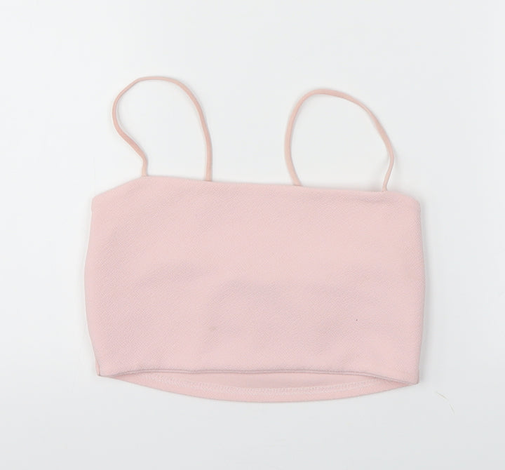 Boohoo Womens Pink Cropped T-Shirt Size 8