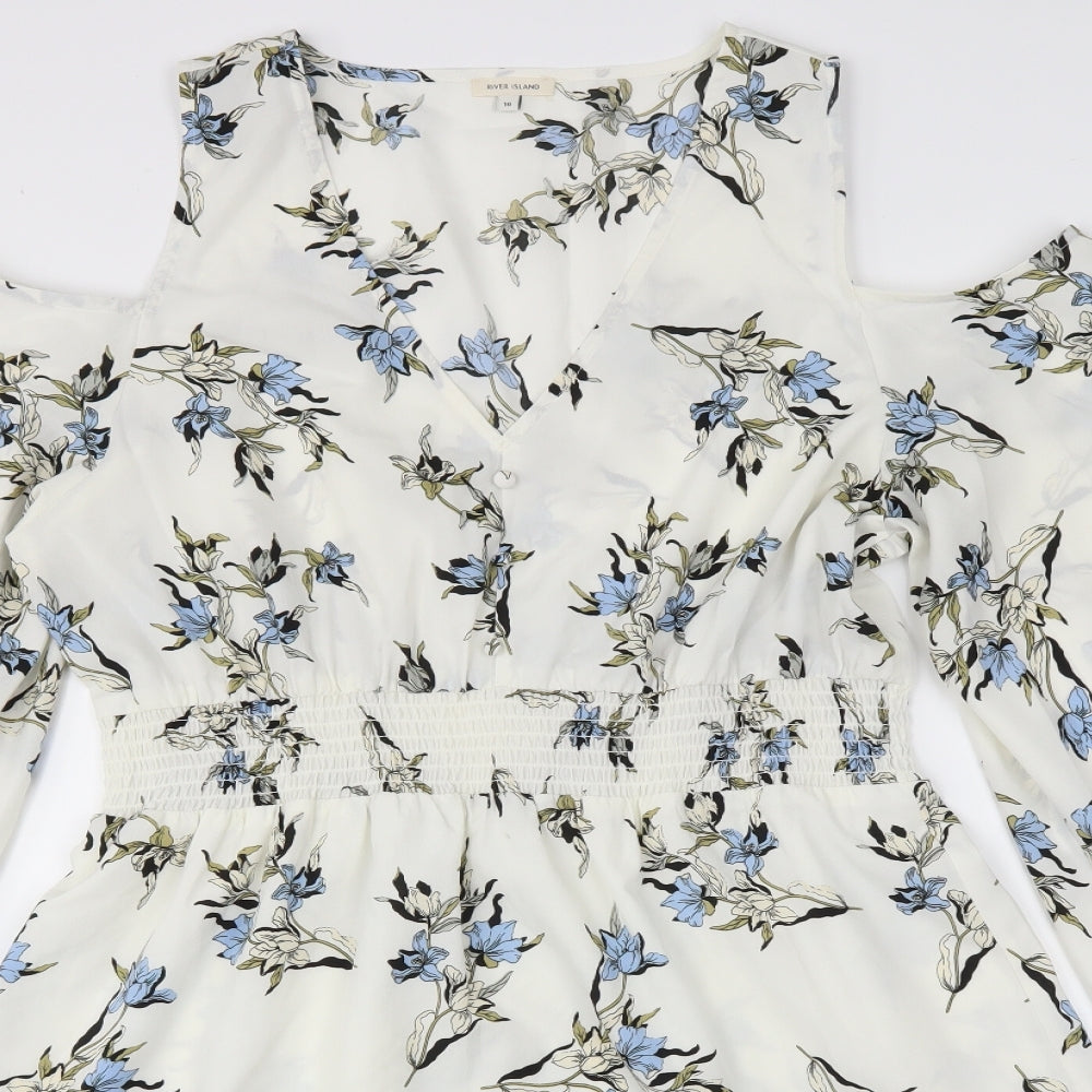 River Island Womens White Floral  Fit & Flare  Size 16