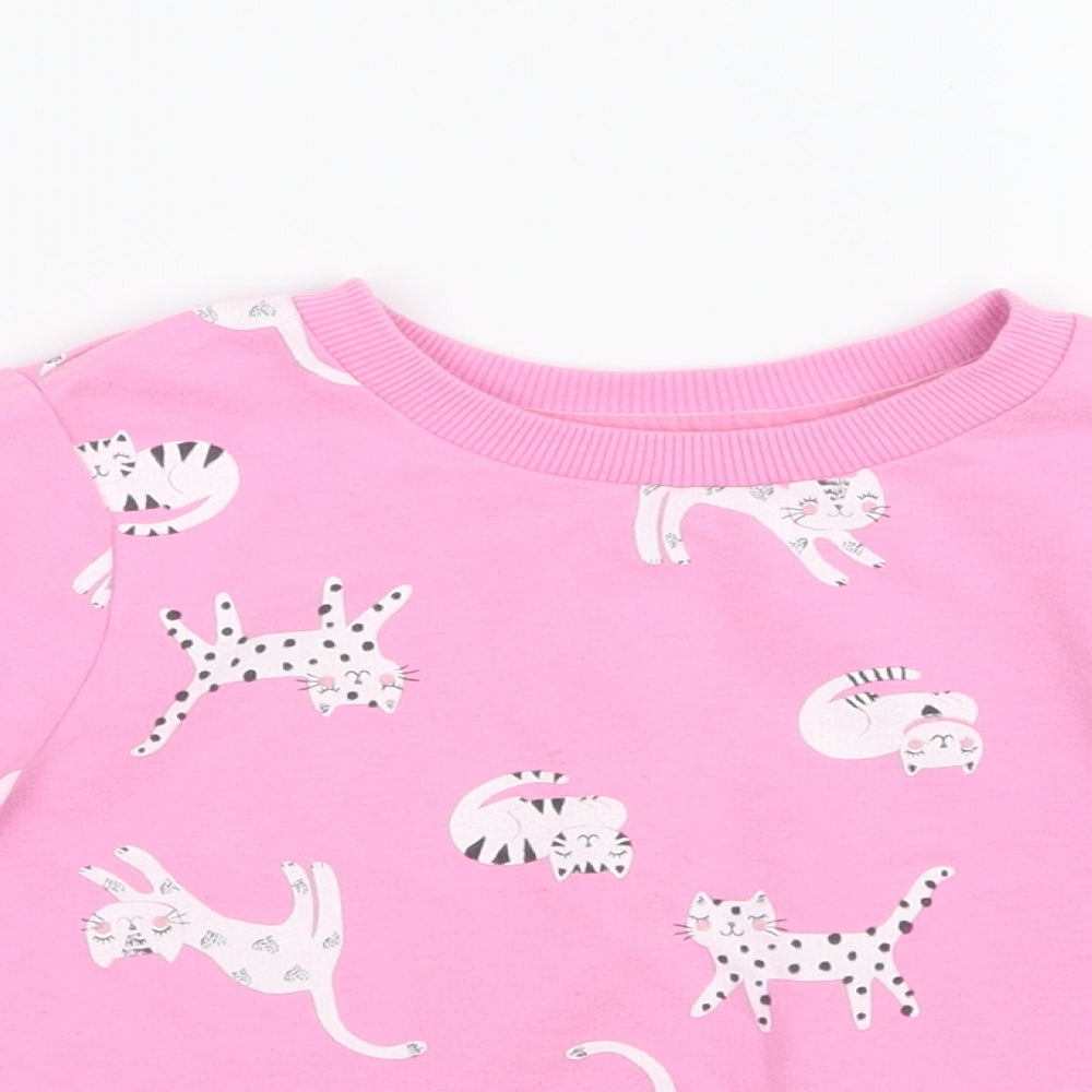 George Girls Pink Geometric  Babydoll Pyjama Set Size 18-24 Months  - Cats