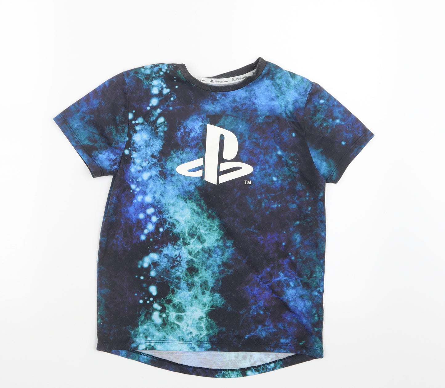 Primark Boys Blue Geometric  Basic T-Shirt Size 8-9 Years  - Play Station