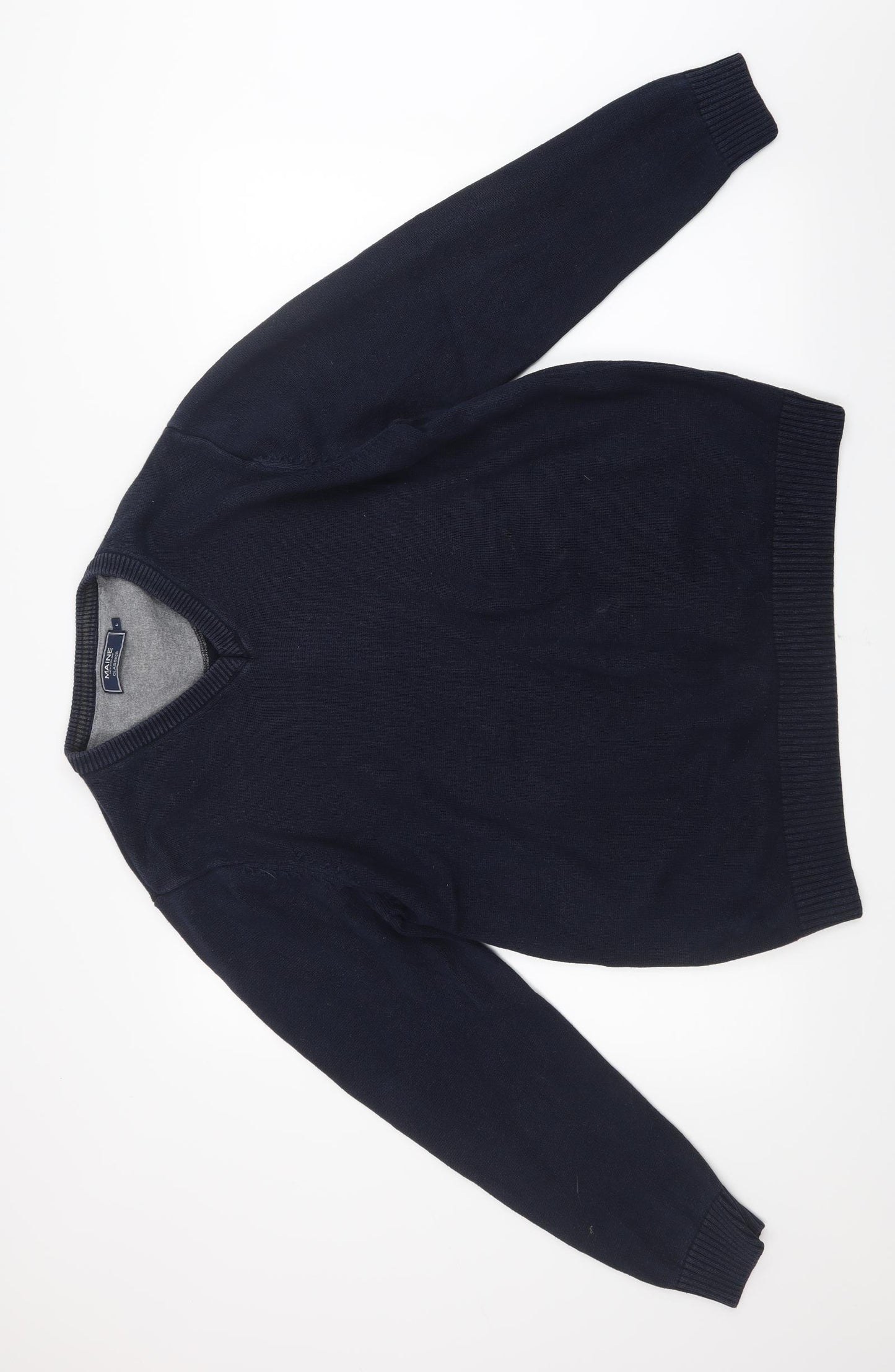 Maine Mens Blue  Knit Pullover Jumper Size L
