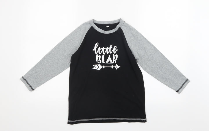 PatPat Boys Black Basic T-Shirt Size 8-9 Years