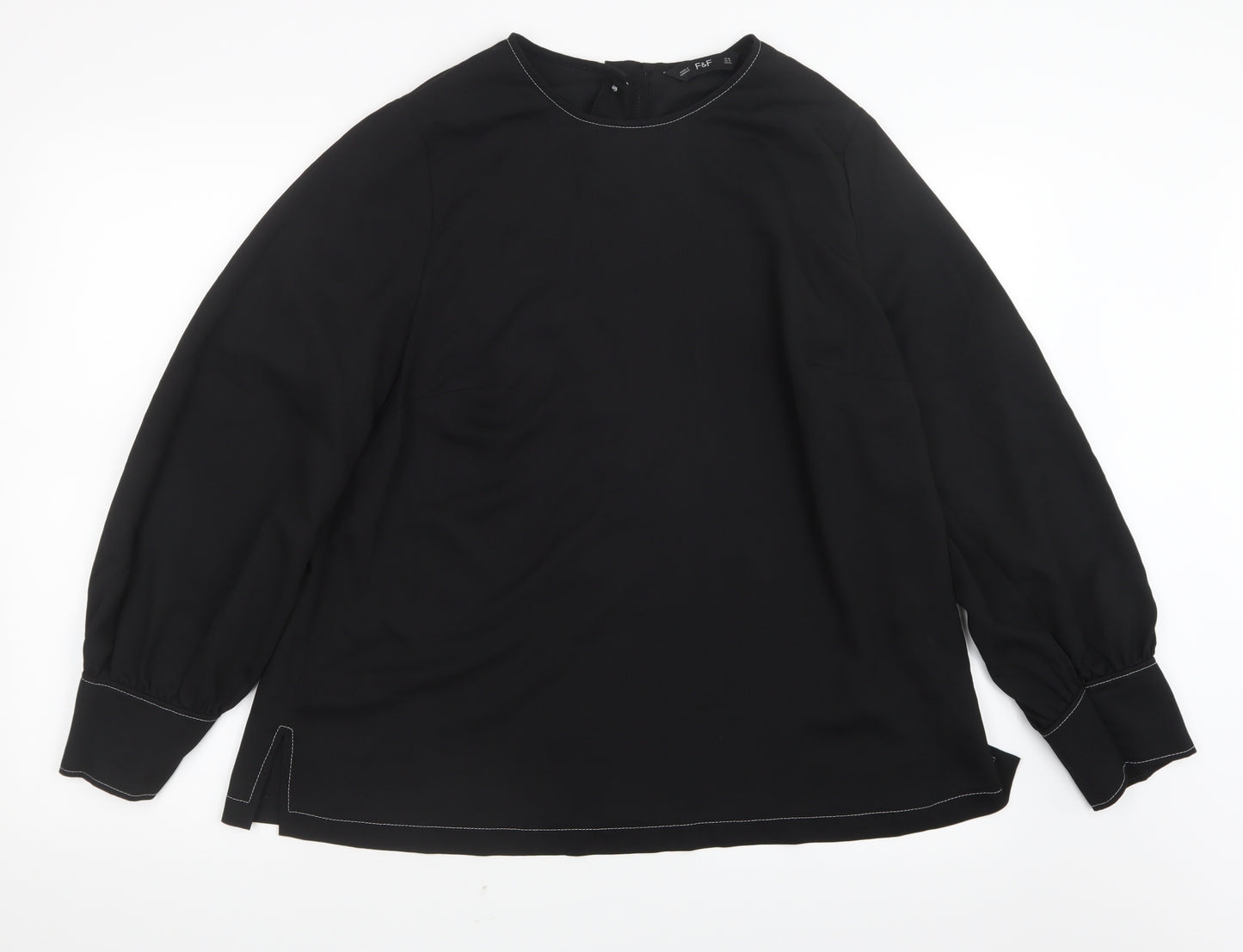 F&F Womens Black  Mesh Basic Blouse Size 18