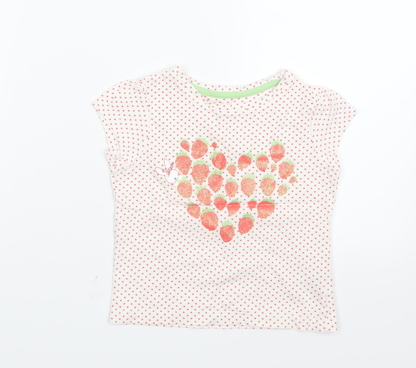 Mothercare Girls Red Polka Dot  Basic T-Shirt Size 2-3 Years