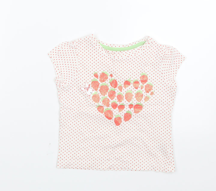 Mothercare Girls Red Polka Dot  Basic T-Shirt Size 2-3 Years