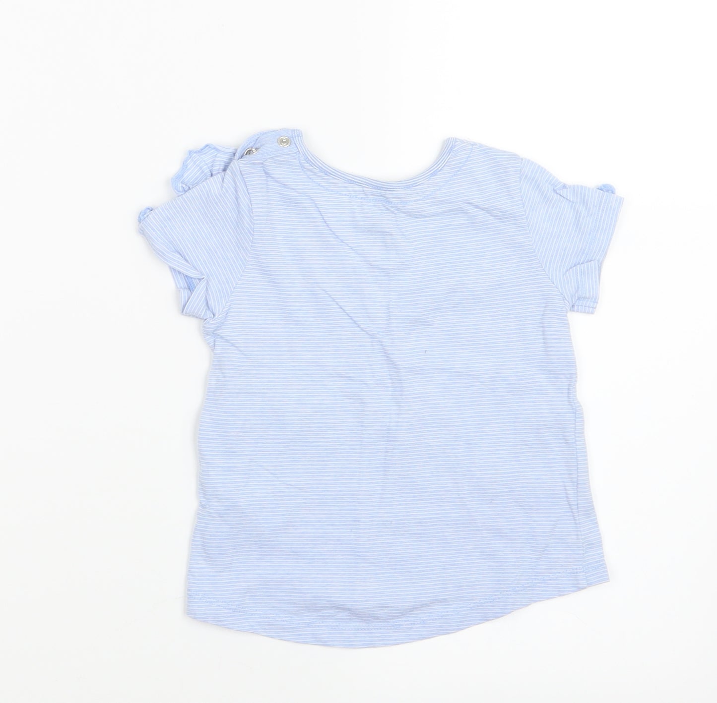 F&F Girls Blue Striped  Basic T-Shirt Size 12-18 Months