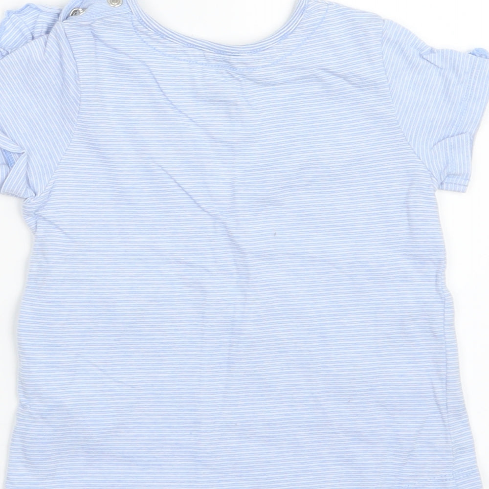 F&F Girls Blue Striped  Basic T-Shirt Size 12-18 Months