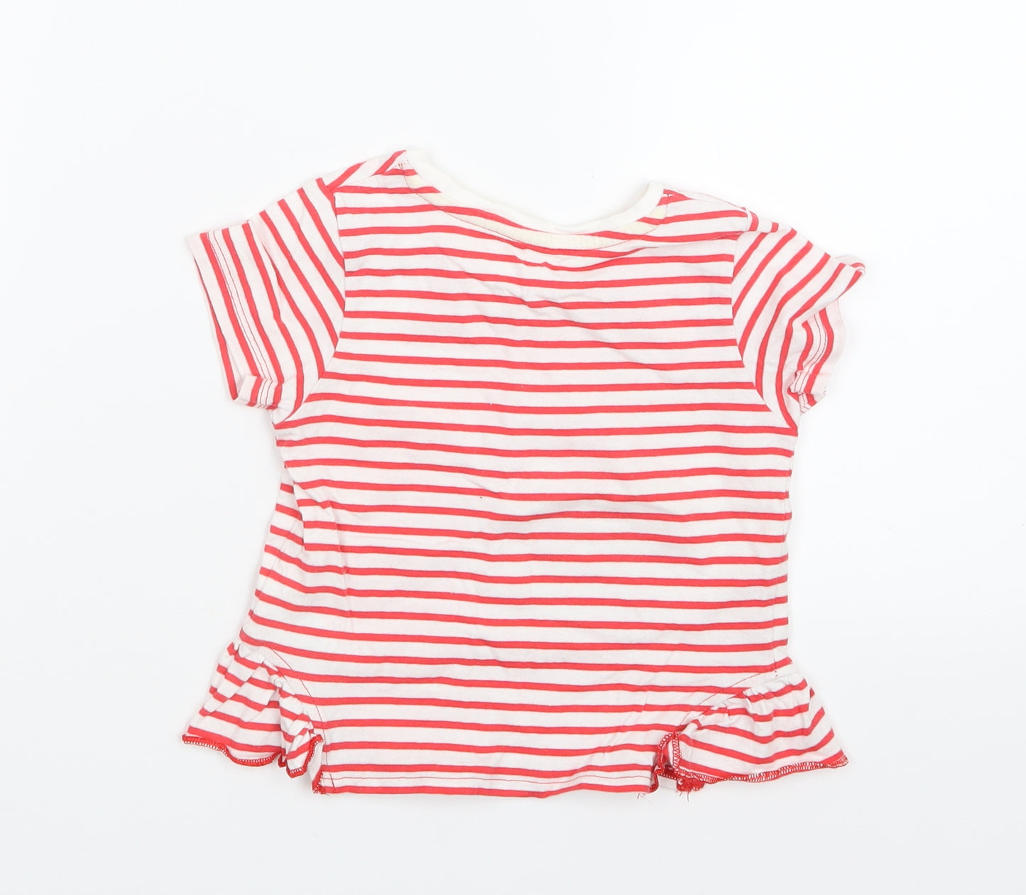 Matalan Girls Red Striped  Basic T-Shirt Size 18-24 Months