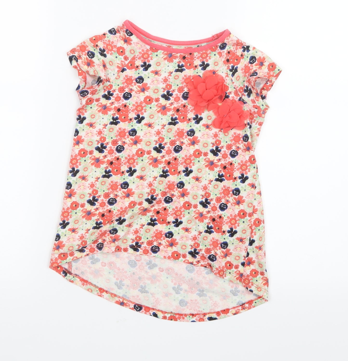 TU Girls Red Floral  Basic T-Shirt Size 6 Years
