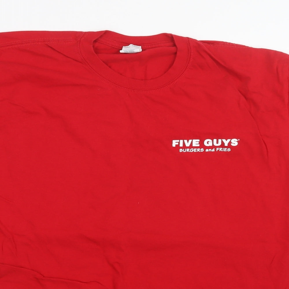 Gildan Mens Red    T-Shirt Size XL  - Five Guys