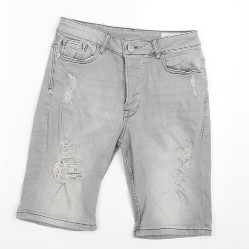 Denim Co. Mens Grey  Denim Bermuda Shorts Size 29 in