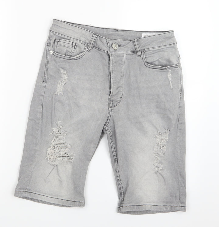 Denim Co. Mens Grey  Denim Bermuda Shorts Size 29 in