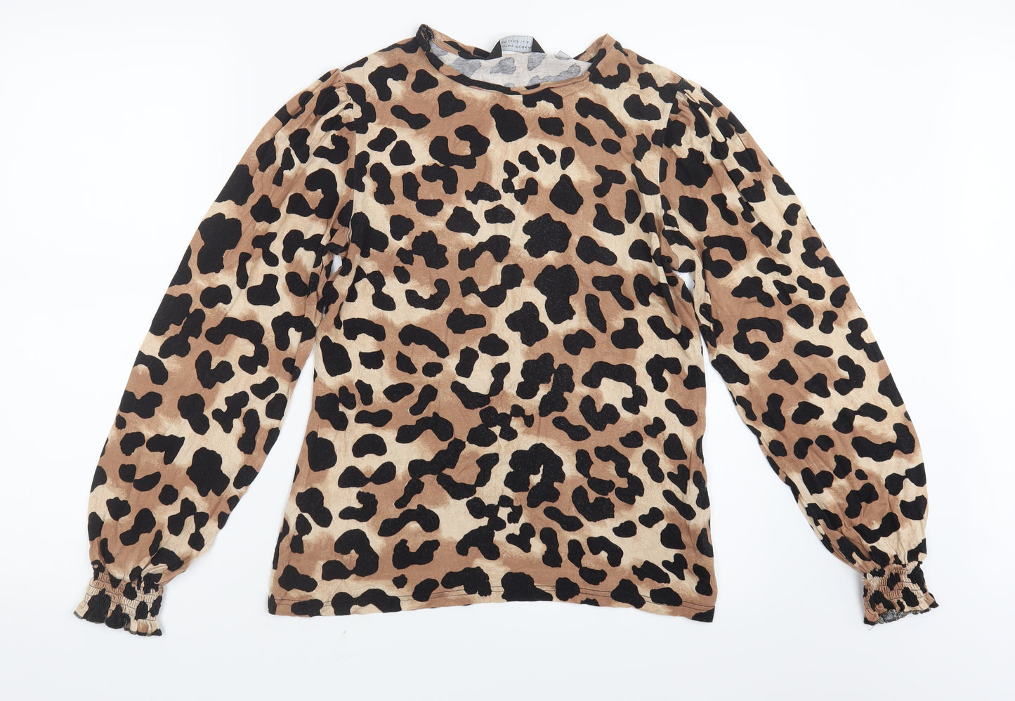 Dorothy Perkins Womens Brown Animal Print  Basic T-Shirt Size 14