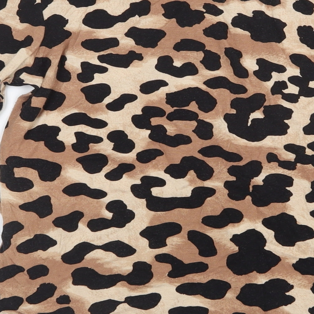 Dorothy Perkins Womens Brown Animal Print  Basic T-Shirt Size 14
