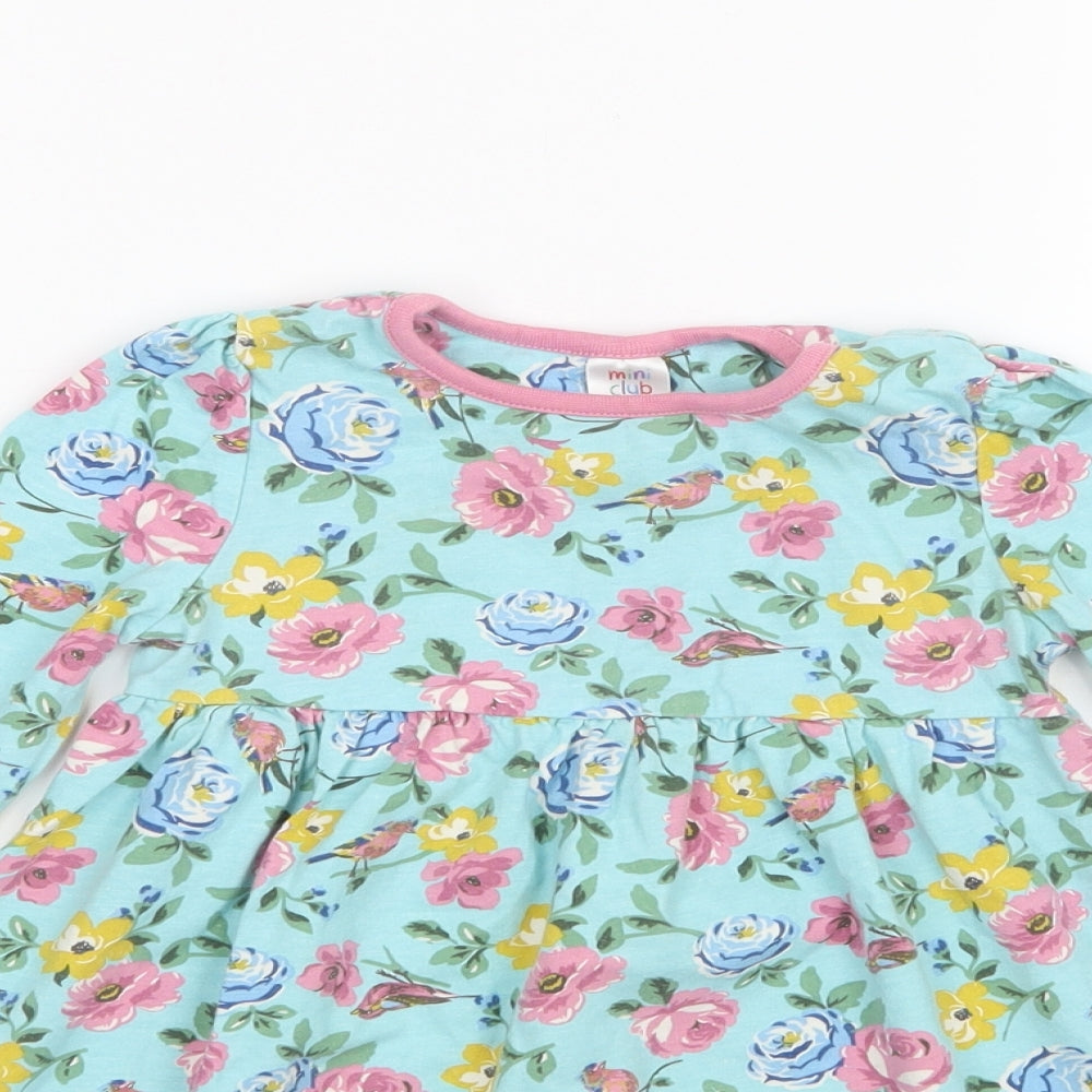 Mini Club Girls Blue Floral  Shirt Dress  Size 2-3 Years