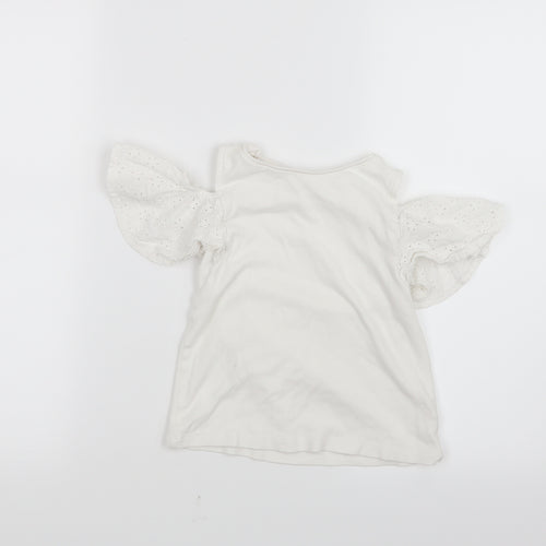 F&F Girls White   Basic T-Shirt Size 4-5 Years  - Open Shoulders