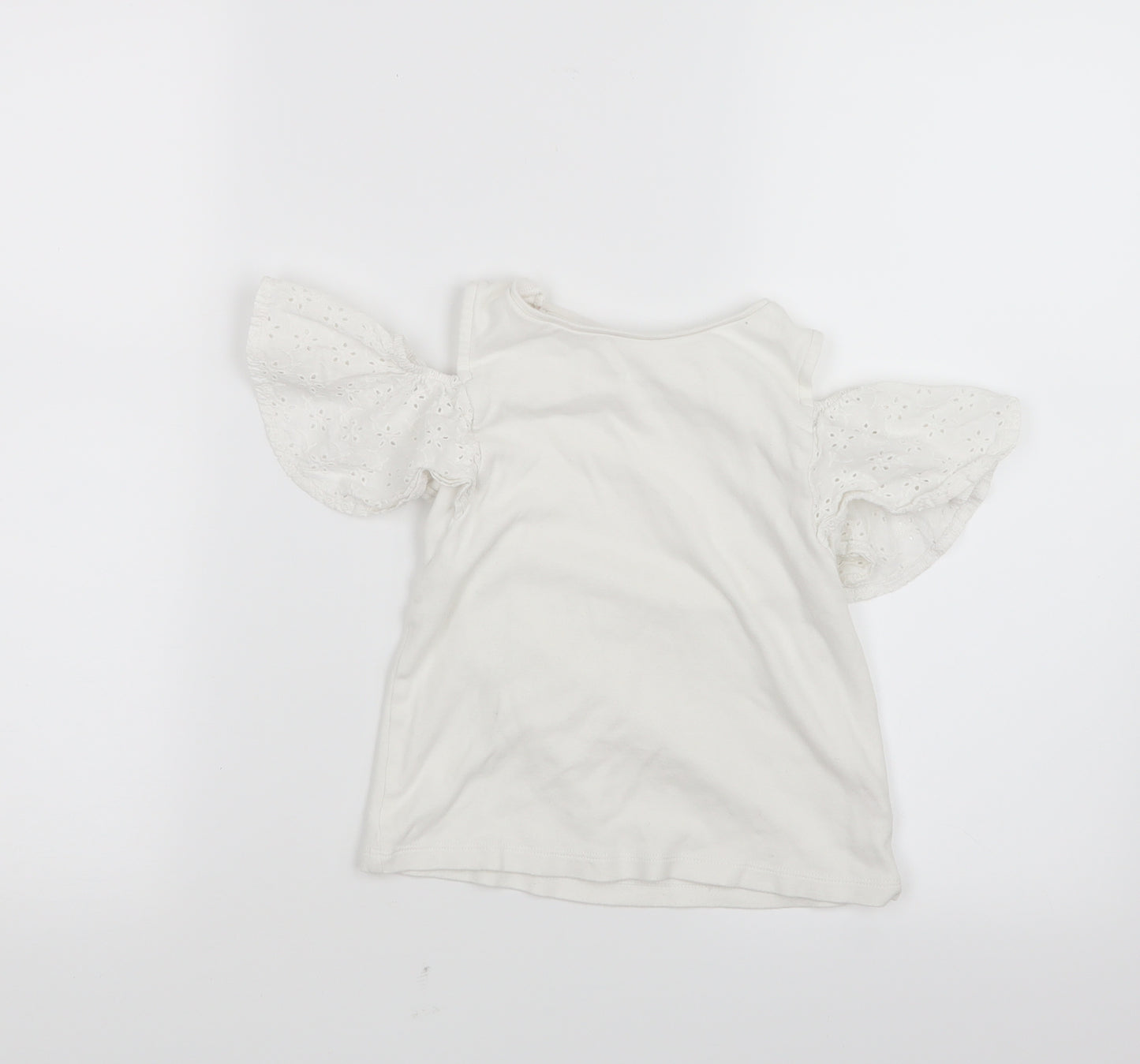 F&F Girls White   Basic T-Shirt Size 4-5 Years  - Open Shoulders
