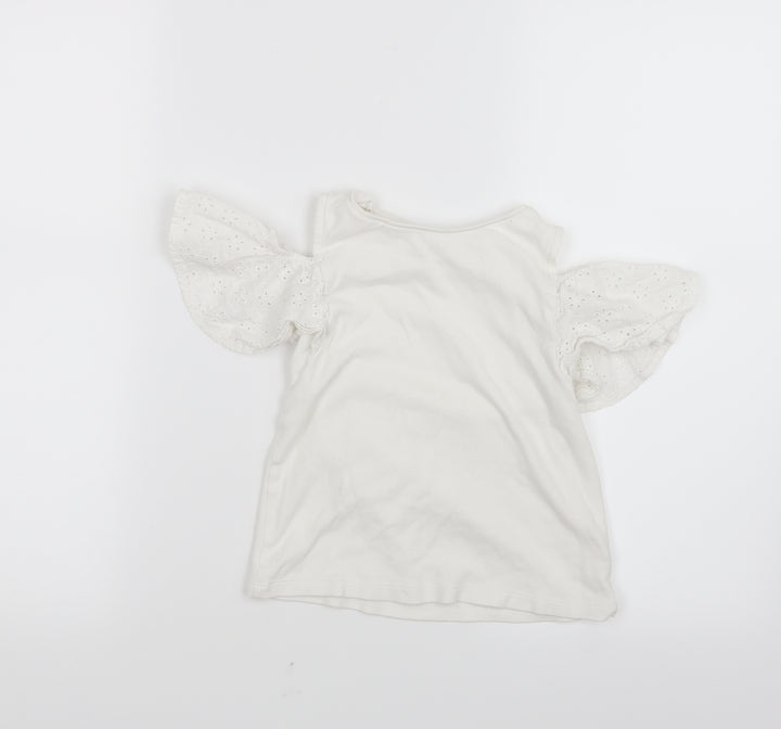 F&F Girls White   Basic T-Shirt Size 4-5 Years  - Open Shoulders