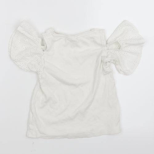F&F Girls White   Basic T-Shirt Size 4-5 Years  - Open Shoulders