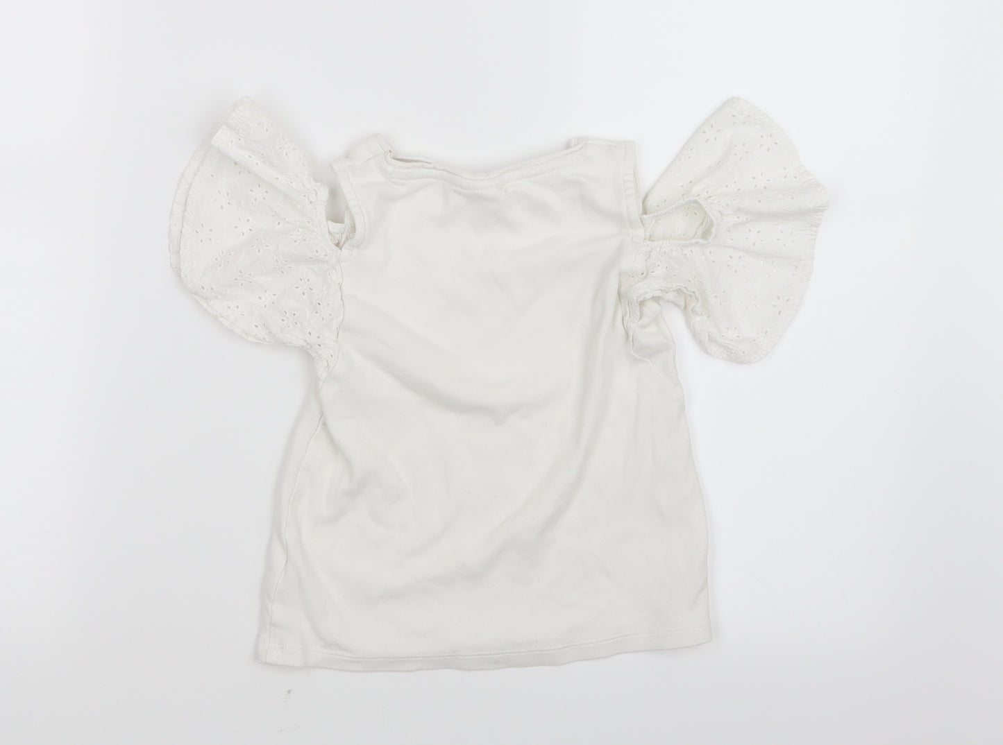 F&F Girls White   Basic T-Shirt Size 4-5 Years  - Open Shoulders