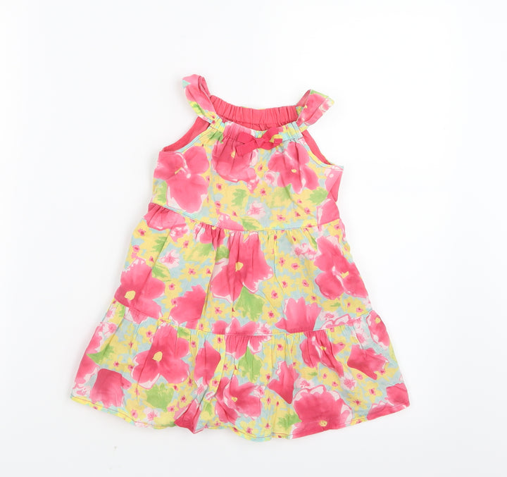 Mothercare Girls Pink Floral T-Shirt Dress Size 9-12 Months