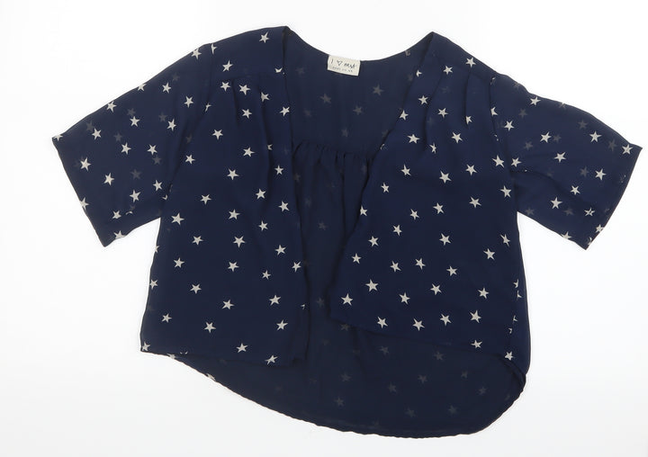 NEXT Girls Blue Geometric Mesh Jacket  Size 7 Years  - Stars
