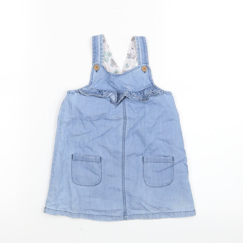 Matalan Girls Blue   Pinafore/Dungaree Dress  Size 9-12 Months